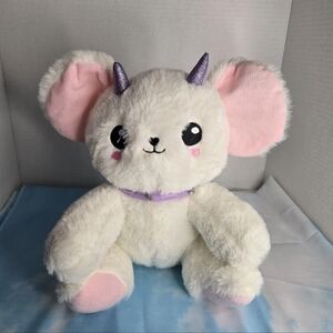 Ploofs Cute N Creepy Stuffed Animal 10” Gothic Plush Spooky White Mouse w/ Horns